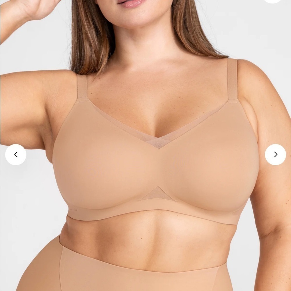 Honeylove Crossover Bra Sand Size 2X Wireless Removable Pads Adj Straps